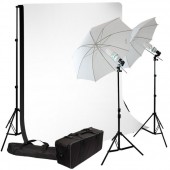 Lusana Studio 400W Photography Umbrella Light 8.5 x 10ft Support Stand with 6 x 9 ft. Muslin Background Lighting Kit